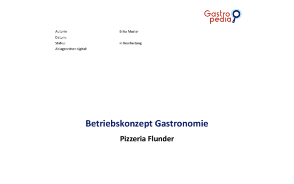 Vorlage Betriebskonzept Gastronomie Gastropedia